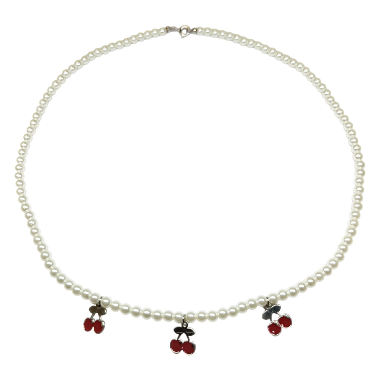 Collana Donna Re Mida Perle Argento Ciliegie Rosse Multiciondolo